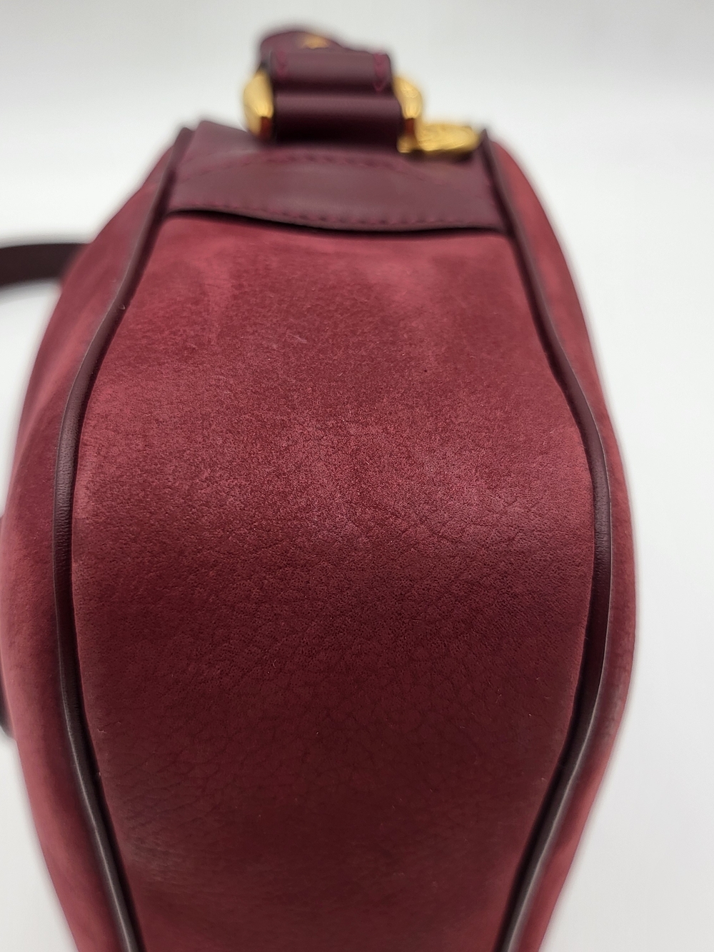 Gucci Suede Leather Crossbody Purse Bordeaux Italy, Authentic w/COA..RareVintage - Picture 15 of 16